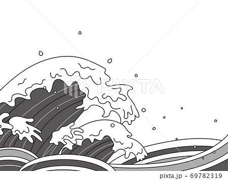 うねる波 浮世絵 背景素材 うねる波 浮世絵 背景素材 69782319