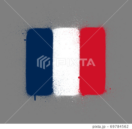graffti french flag sprayed over gray 69784562