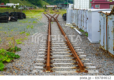 廃線となり途切れた留萌本線の線路 北海道留萌市の写真素材 [69784612