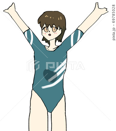 フィニッシュポーズする体操選手のイラスト素材