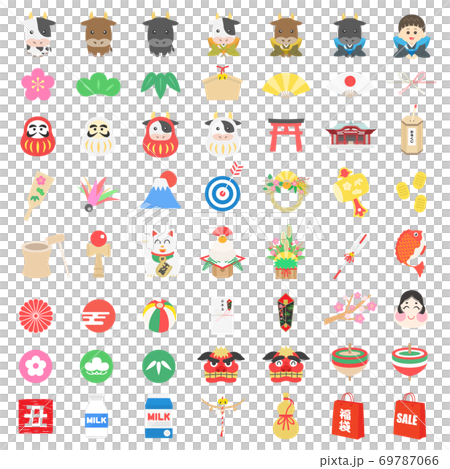 2021年の正月素材イラストセット 69787066