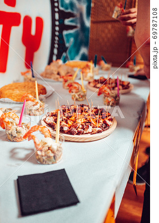 Table full of food at a party in Galicia Table full of food at a party in Galicia 69787108
