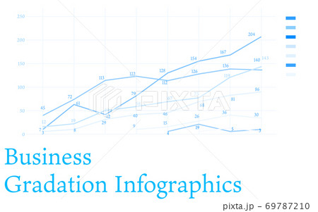 青を基調としたインフォグラフィックス グラフ チャート 表のイラスト素材