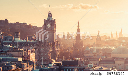 Edinburgh city skyline from Calton Hill., United Kingdom Edinburgh city skyline from Calton Hill., United Kingdom 69788342