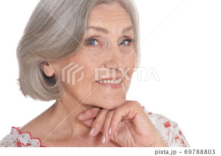 Close up portrait of beautiful senior woman posing 69788803