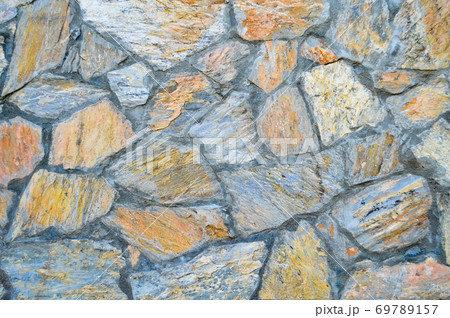 Sturdy blue and gray cut stone wall, seamless 69789157