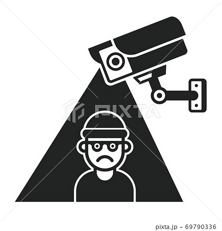 video surveillance of the object. to protect the territory from crimes. flat vector illustration. 69790336