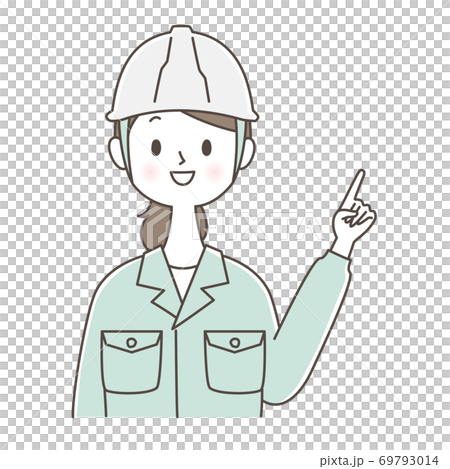 A woman in work clothes that points her finger - Stock Illustration ...