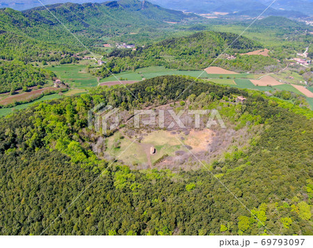 The Santa Margarida Volcano is an extinct volcano in the comarca of Garrotxa, Catalonia, Spain. The Santa Margarida Volcano is an extinct volcano in the comarca of Garrotxa, Catalonia, Spain. 69793097