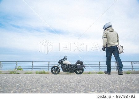 バイク ソロツーリングの写真素材