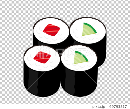 Vector illustration of sushi rolls, iron fire rolls, kappa rolls 69793817