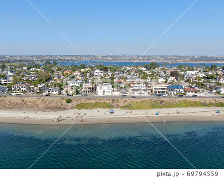 Aerial view of Mission Bay and beaches in San Diego, California. USA Aerial view of Mission Bay and beaches in San Diego, California. USA 69794559