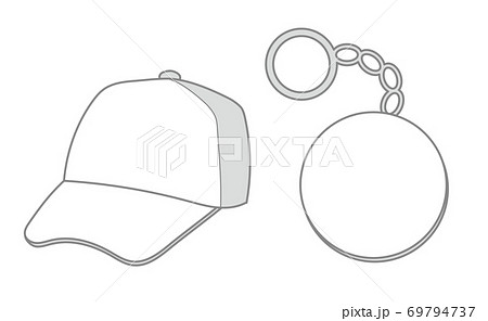 無地の帽子 キーホルダーテンプレート マーケティング 企画 デザイン用のイラスト素材