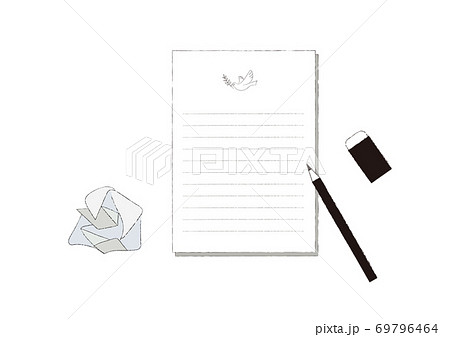 便箋と文具と紙屑 のイラスト素材