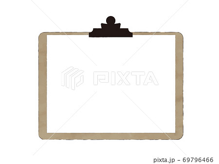 木目調クリップボード紙付きのイラスト素材