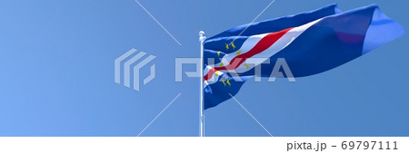 3D rendering of the national flag of Cape Verde waving in the wind 69797111