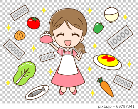 家庭主婦用錢買雜貨 69797341