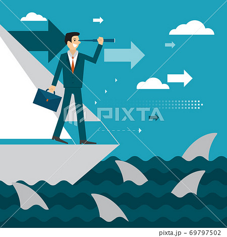 Businessman is helping hand to success. business concept illustration. 69797502