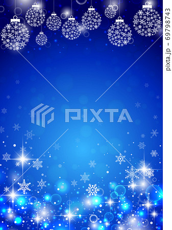 縦 キラキラ 雪の結晶のイルミネーションが美しいクリスマス背景のイラスト素材