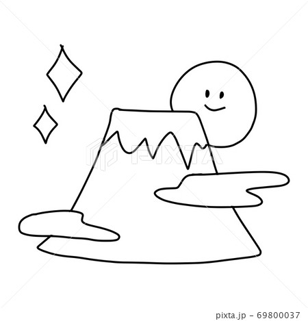 手書きの線画でやさしいお正月のアイコン 初日の出 のイラスト素材