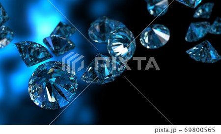 青色背景と踊るダイヤモンドのイラスト素材