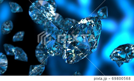青色背景と踊るダイヤモンドのイラスト素材