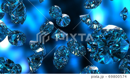 青色背景と踊るダイヤモンドのイラスト素材