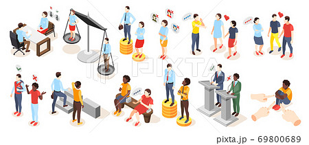 Discrimination Isometric Icons Collection 69800689