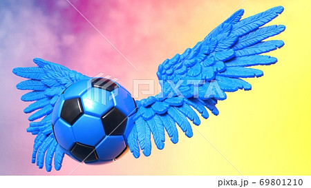 羽のついたサッカーボール イラストのイラスト素材