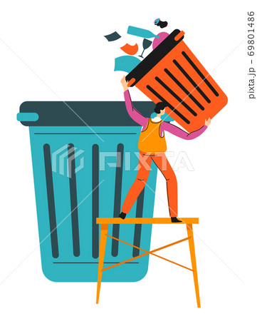 Collecting and sorting garbage, recycling paper waste vector 69801486