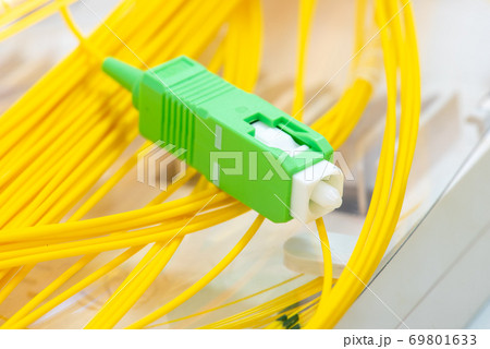 Fiber Optical Network with Single Pigtail Closeup 69801633