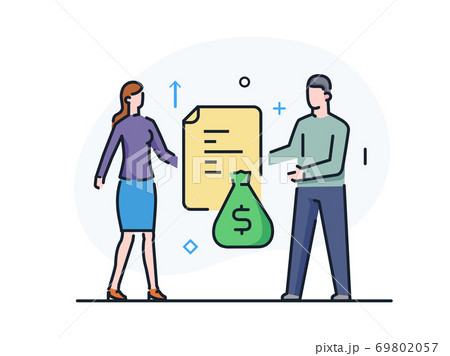 man and woman have a sum of money. Business 69802057