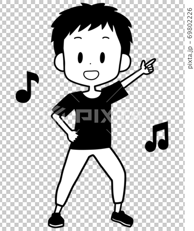 ダンスでポーズを決める男の子のイラスト素材