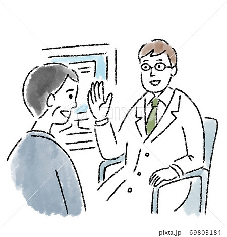 医者 男性 診察 問診 水彩 手描き 医者 男性 診察 問診 水彩 手描き 69803184