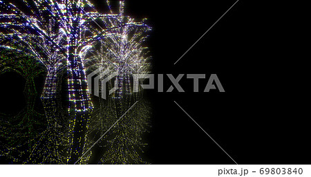 イルミネーション ツリー クリスマス ネオン 街 ライトアップ 3d イラスト 背景 バックのイラスト素材