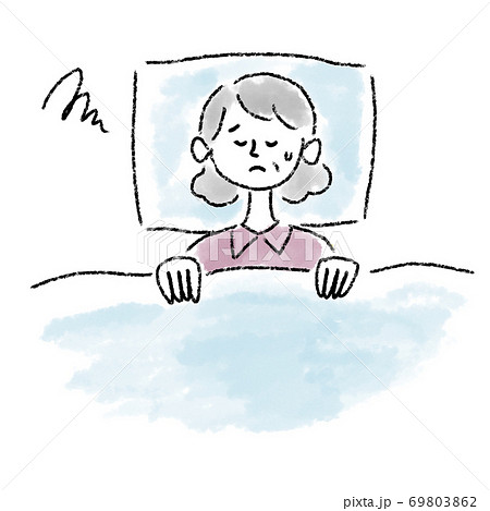 不眠 シニア 女性 水彩 手描き 不眠 シニア 女性 水彩 手描き 69803862