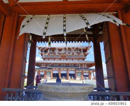 古都奈良の世界遺産  薬師寺  中門から見る金堂 69803961