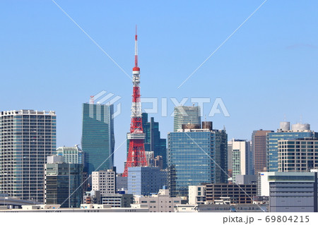 View of central Tokyo including Tokyo Tower as seen from across Tokyo Bay View of central Tokyo including Tokyo Tower as seen from across Tokyo Bay 69804215