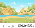 Nature Landscape with Fairy Tale Gingerbread House 69804351