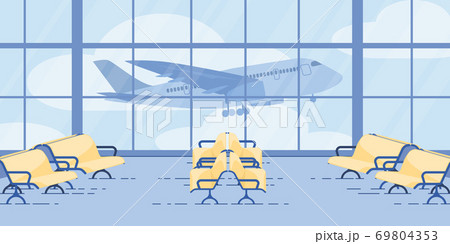 Modern Airport Waiting Flight Zone Flat Vector 69804353