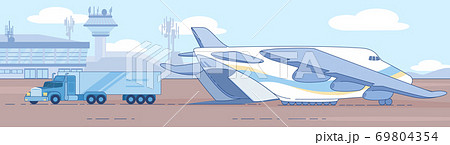 Loading Heavy Truck in Cargo Plane Flat Vector 69804354