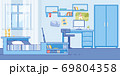 Teenage Boy Bedroom Cozy Interior Flat Vector 69804358