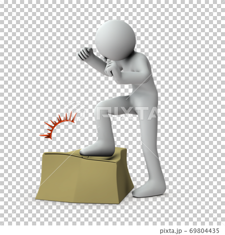 怒りを和らげるために段ボール箱を踏みにじる人物。3Dレンダリン 怒りを和らげるために段ボール箱を踏みにじる人物。3Dレンダリン 69804435
