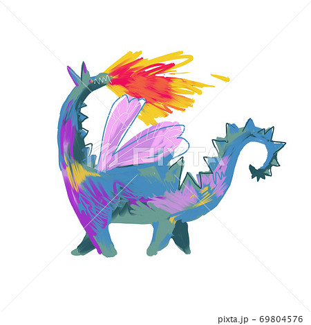 Cute cartoon dragon isolated on white Cute cartoon dragon isolated on white 69804576