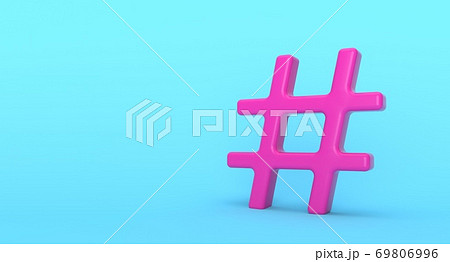 Hashtag symbol on background. Social media network concept illustration. 3D rendering. 69806996