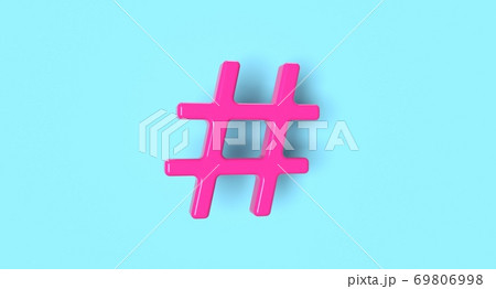 Hashtag symbol on background. Social media network concept illustration. 3D rendering. 69806998