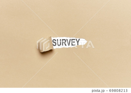 Broken paper background with the word SURVEY Business concept Broken paper background with the word SURVEY Business concept 69808213