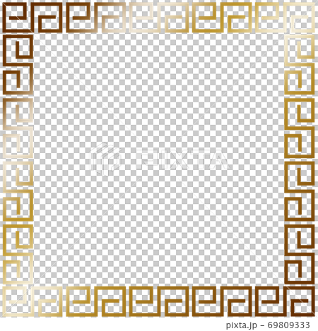 中華柄のフレーム 正方形 ゴールドのイラスト素材 [69809333] - PIXTA