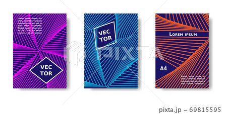 Minimal cover, title design in color lines. Vector A4 catalog,magazine futuristic set. Minimal cover, title design in color lines. Vector A4 catalog,magazine futuristic set. 69815595