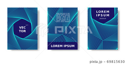 Minimal blue and neon cover, title design in color lines. Vector A4 catalog,magazine futuristic set. Minimal blue and neon cover, title design in color lines. Vector A4 catalog,magazine futuristic set. 69815630
